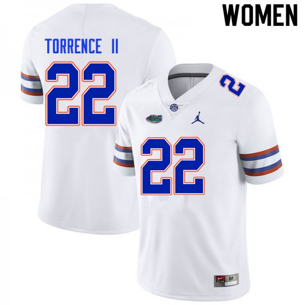 Women #22 Rashad Torrence II Florida Gators College Football Jerseys White